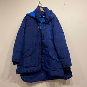 Universal Standard Matterhorn Mid Hooded Dark Blue Puffer Coat Size 22-24 or L